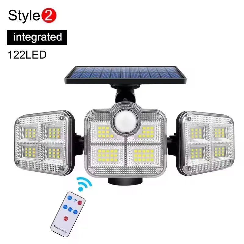 1 PACK Outdoor Motion Sensor Lamp, 4-Head Solar Power Light, 122 LED Solar Light, Flood Lights ,3000 Lumens,270° Lighting Range Econic Blanks